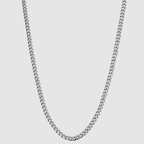 CUBAANSE KETTING (ZILVER) 4MM 