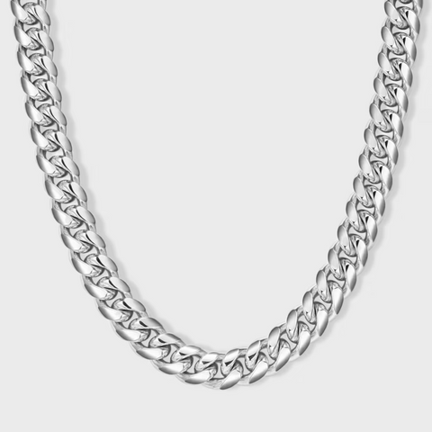 CUBAANSE KETTING (ZILVER) 8MM 